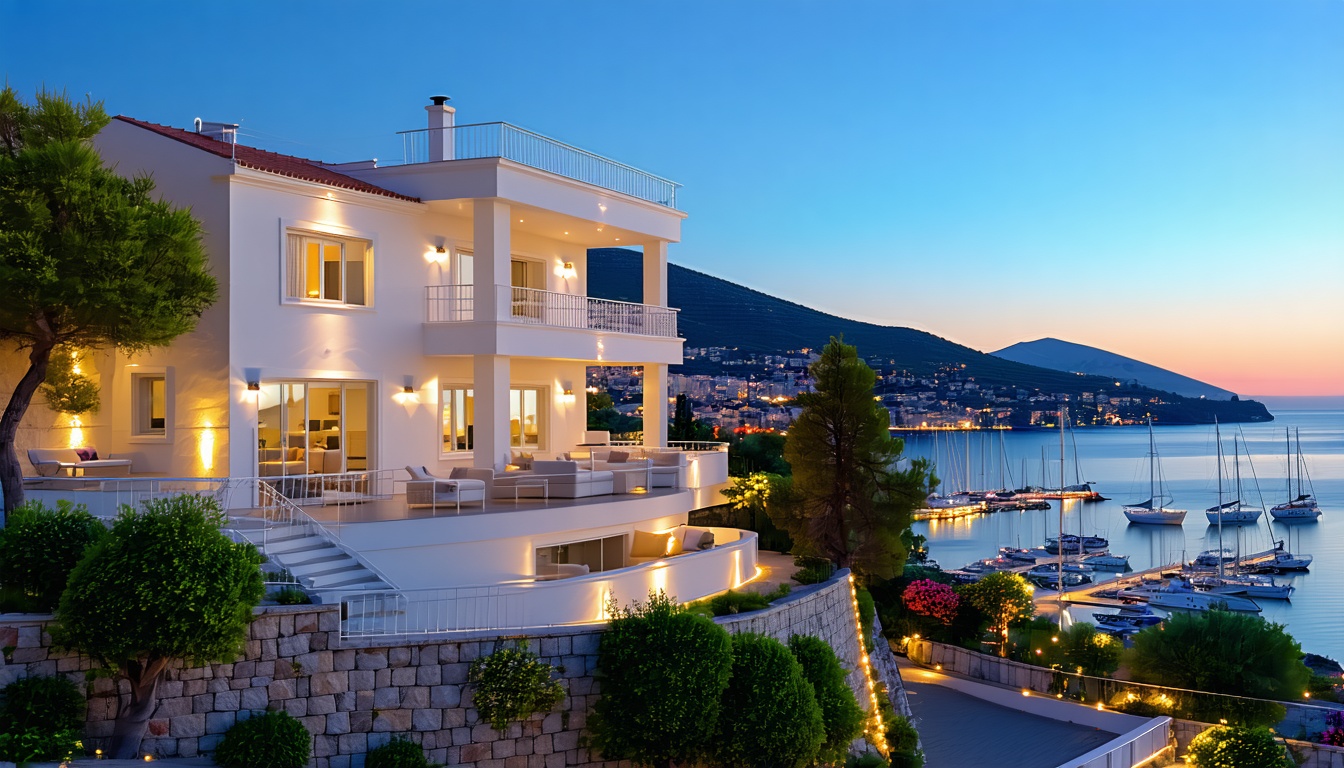 Yalıkavak koyuna ve marinaya bakan teraslı beyaz villa